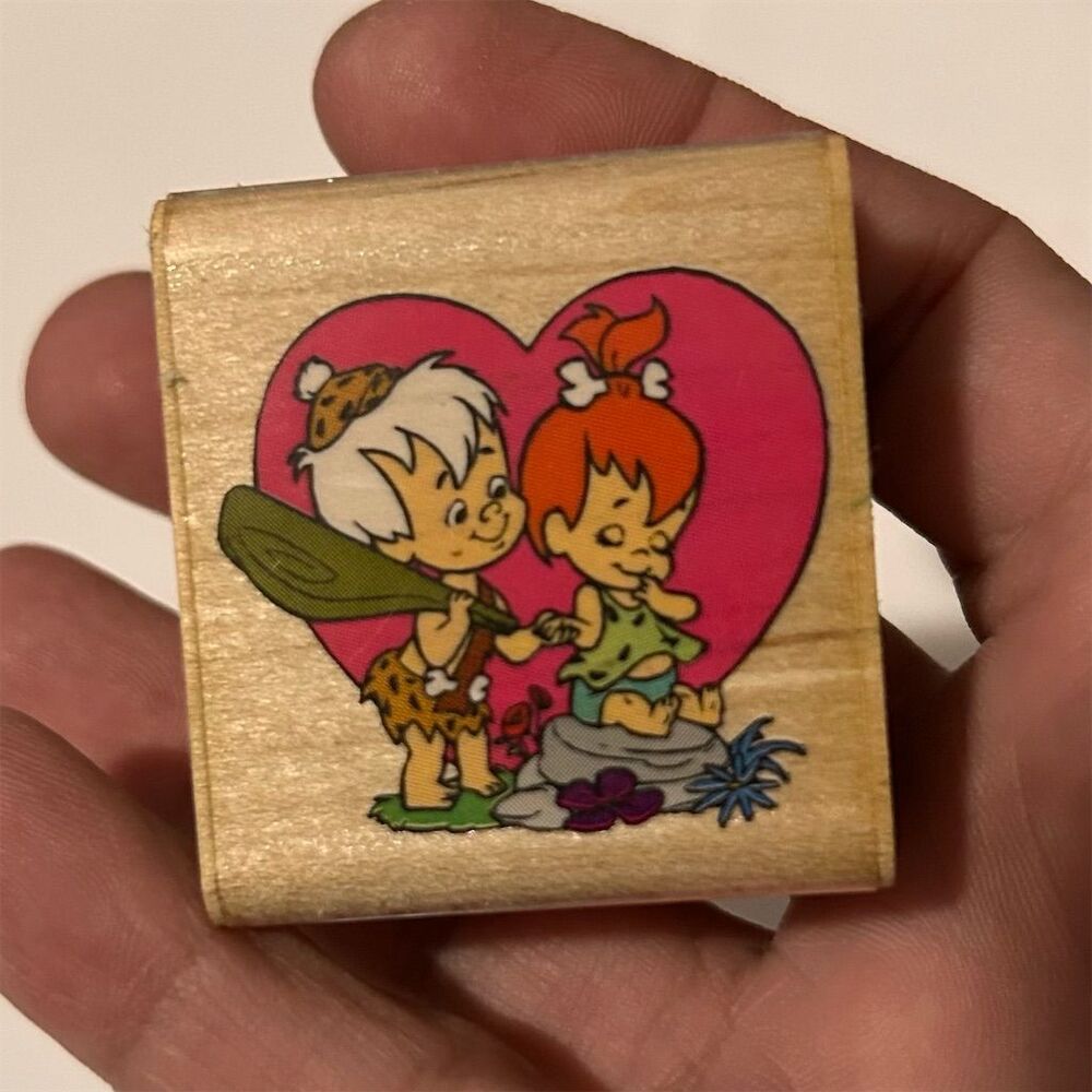 Vintage Flintstones Baby Love Wooden Stamp 1992 Animation Theme